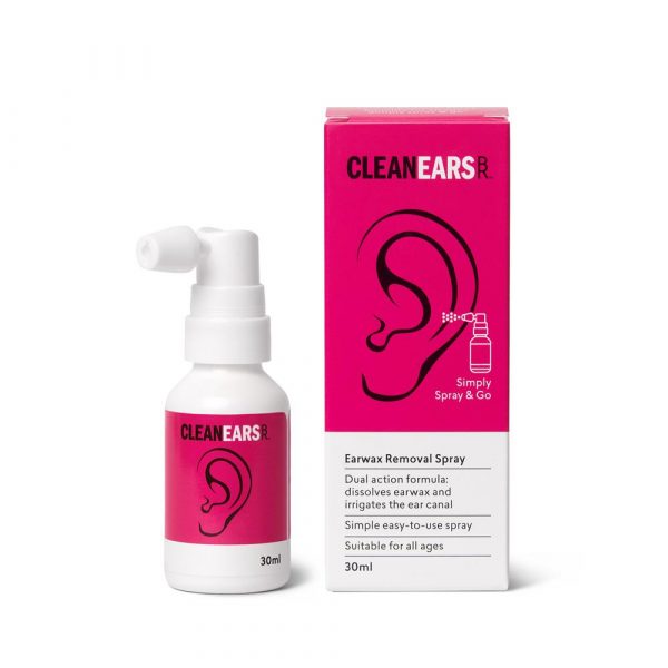 CleanEars ear wax removal spray - pink box